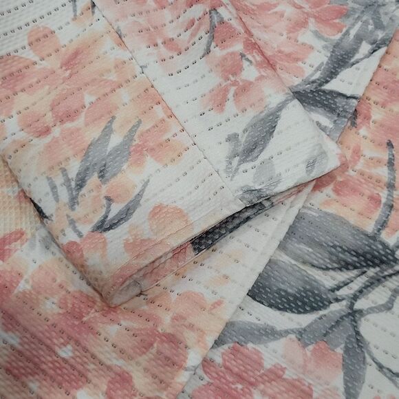 EUC Alfred Dunner Women's Jacket Peach Floral Open Padded 3/4 Sleeve 10 - Picture 9 of 9